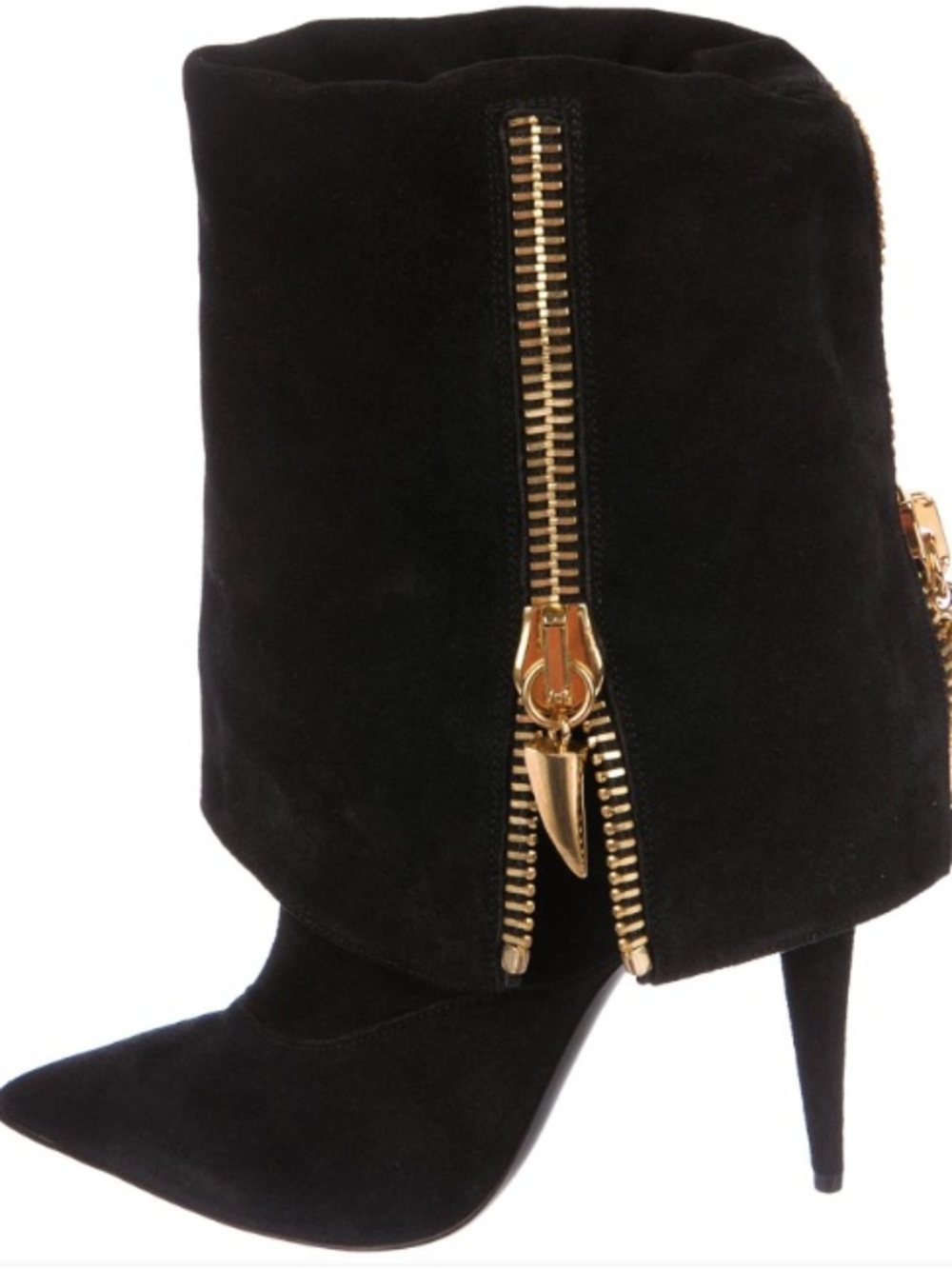 Giuseppe Zanotti Black Fold-Over Suede Mid-Calf Boots - size 38